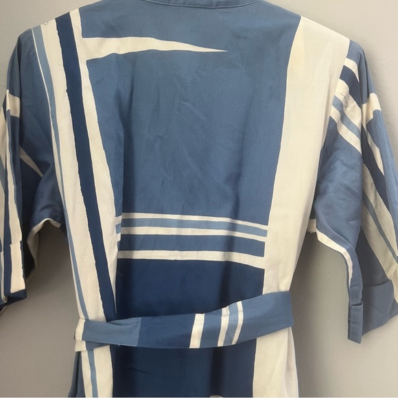 Vintage Lester Square for The Tog Shop blue white panel shirt dress pockets - Picture 13 of 16